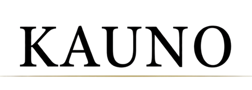 The word 'KAUNO' appears in black serif lettering centered on a plain white background, with a thin warm beige line underneath.